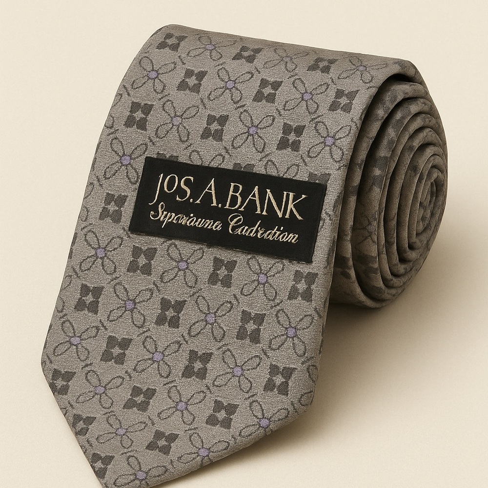 Jos. A. Bank Gray and Purple Geometric Tie
